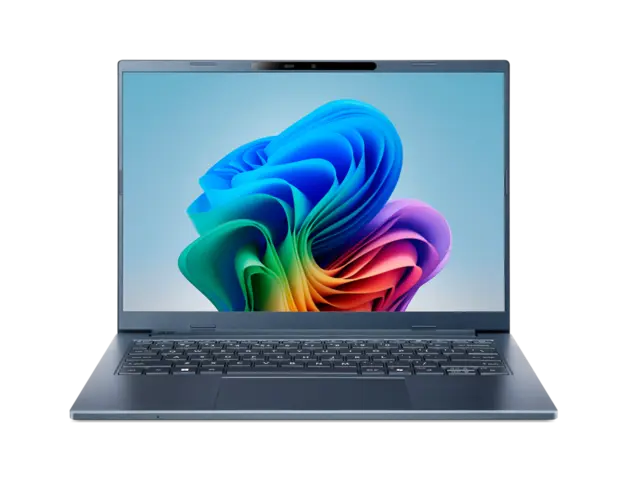 Blue Acer Aspire 14 AI A14-11M laptop open from the front
