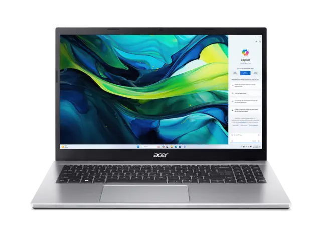 Silver Acer Aspire Go 15 AG15-42P laptop open from the front