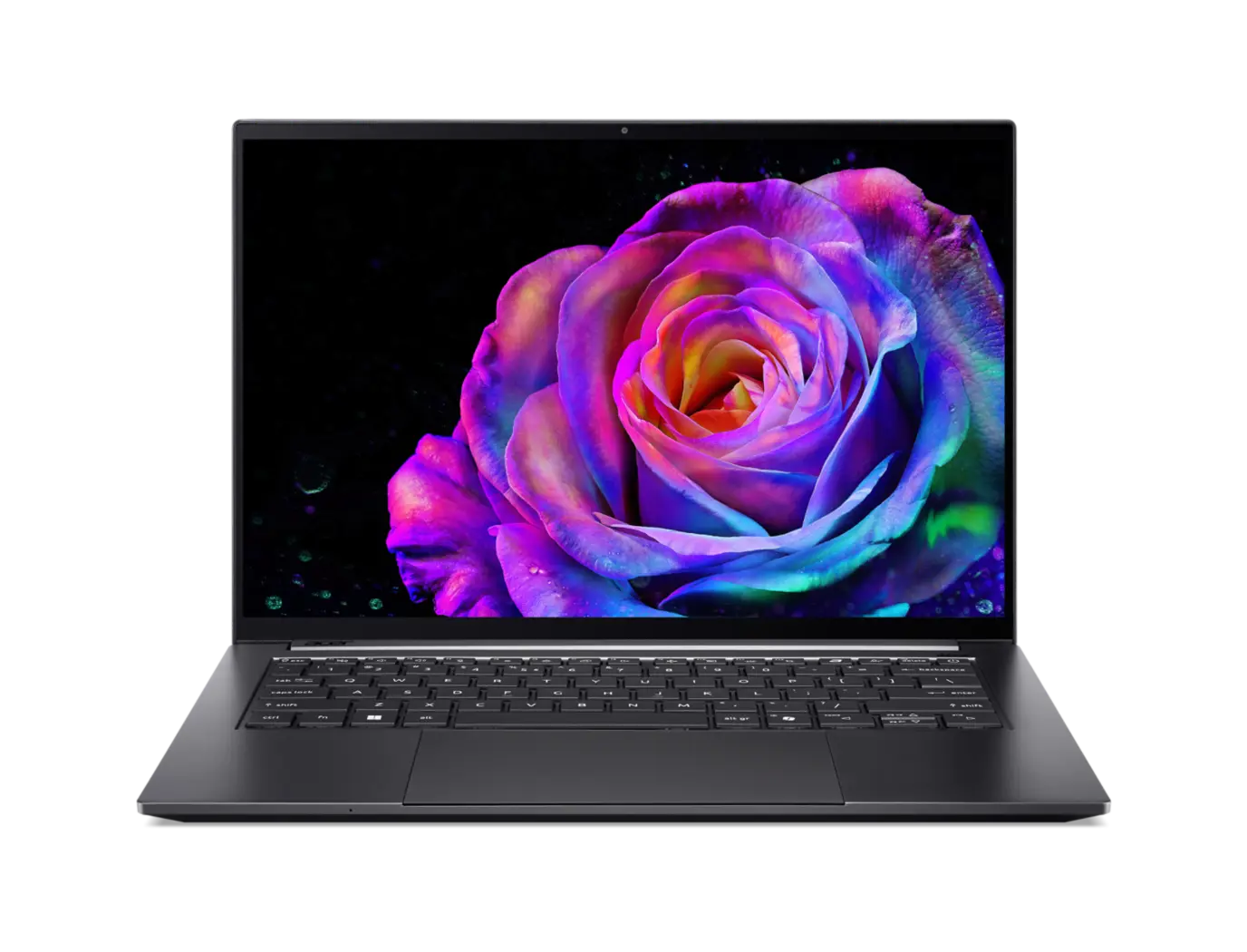 Grey Acer Swift X 14 AI SFX14-61G laptop open from the front