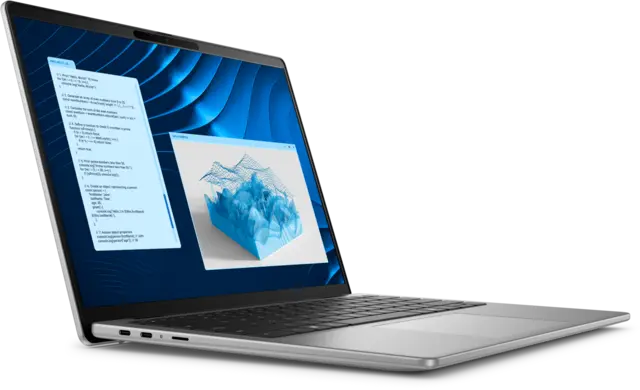 Grey Dell Latitude 5455 laptop open at an angle