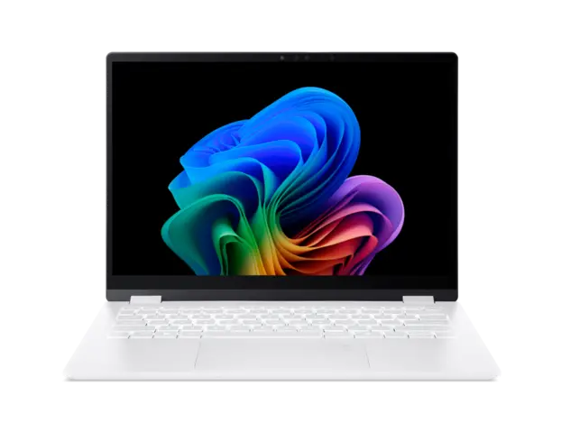 White Acer Swift Edge 14 AI SFE14-51T laptop open from the front