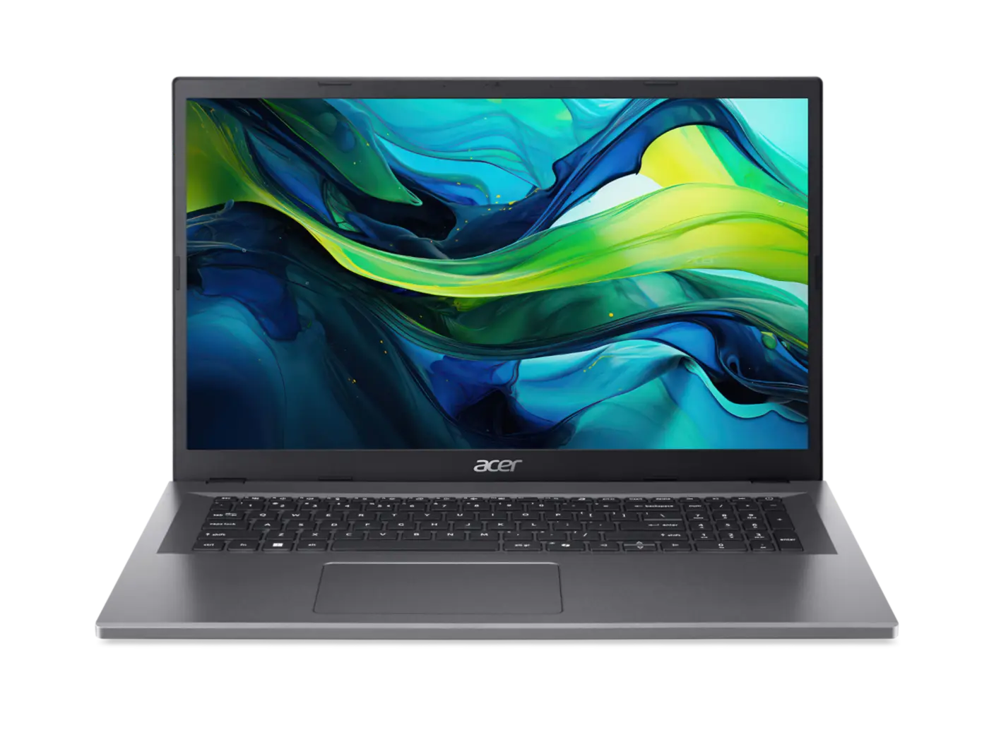 Grey Acer Aspire Go 17 AG17-31P laptop open from the front